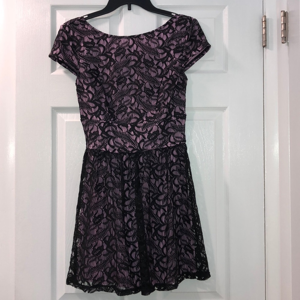 Lilac and Black Lace Dress